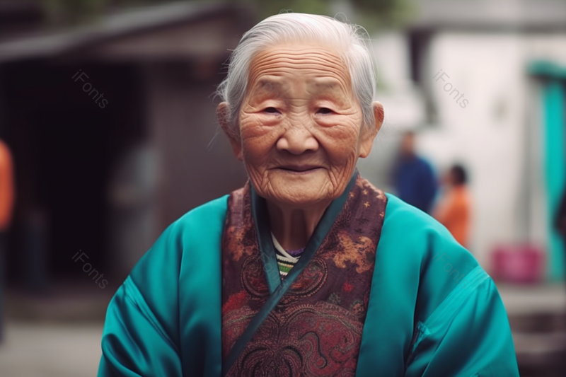 长满满脸皱纹慈祥老奶奶在胡同里实拍图,高清,摄影图,摄影图片,图片大全,摄影图免费下载
